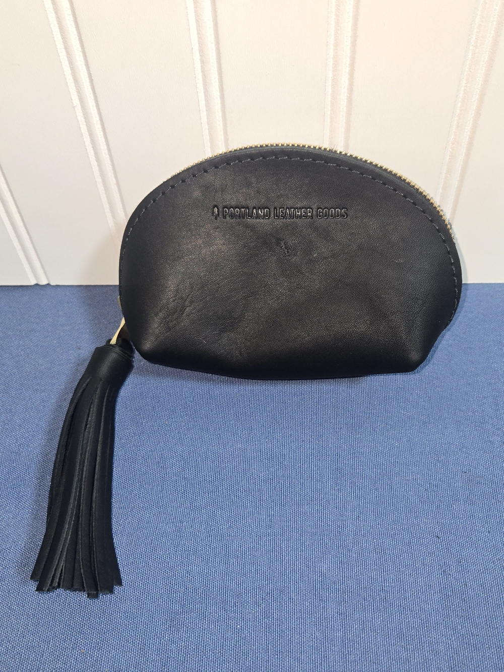Portland Leather Black Leather Tassel Coin Pouch
